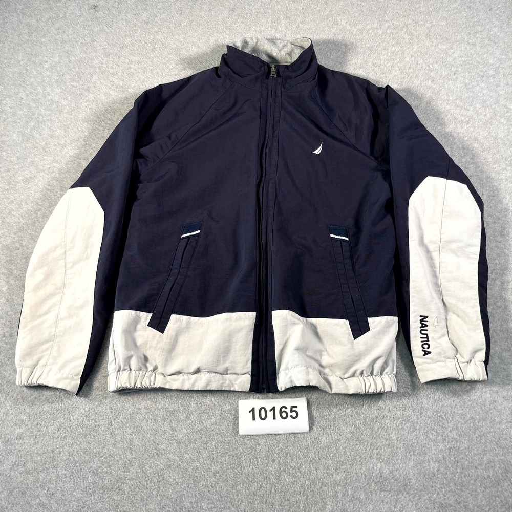 Vintage‎ Nautica Reversible Fleece Windbreaker Jacket Men XS Blue Gray